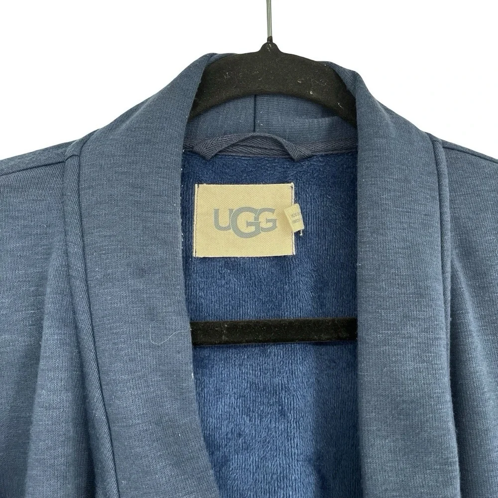 UGG Women's Navy Blue Belted Lounge Robe Soft Fleece Cardigan Duster M